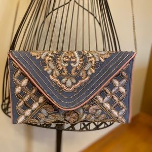 Francesca’s Floral Purse with Gold Chain